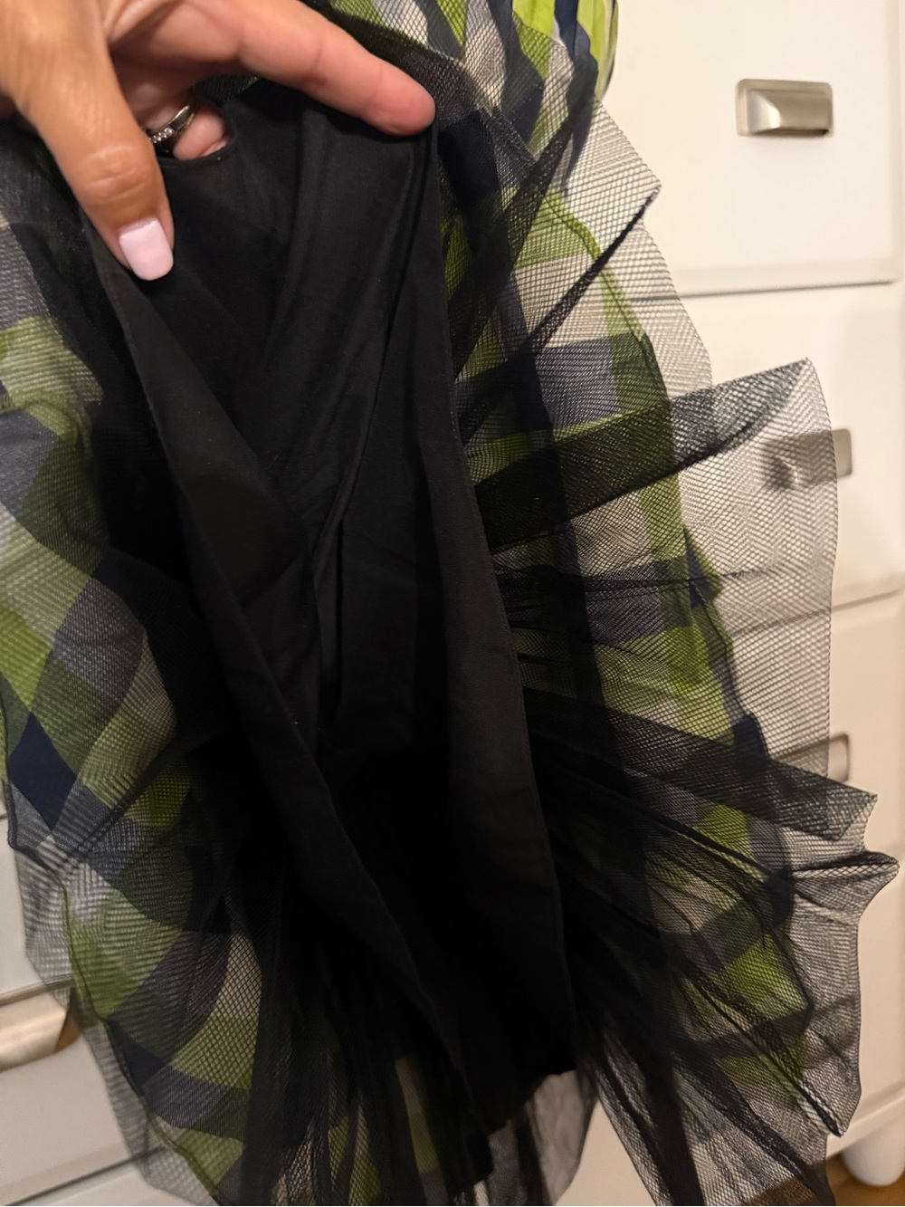 Betsey Johnson Lime, Navy & White Plaid Strapless Dress EUC (vintage Collectible - Picture 4 of 6